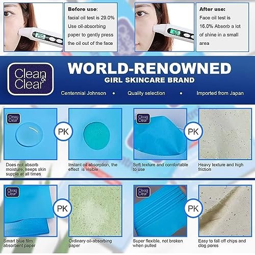 Clean & Clear Oil Control Film - 5 Pack of 60 Sheets (300 Sheets Total) - Blue - görsel 6