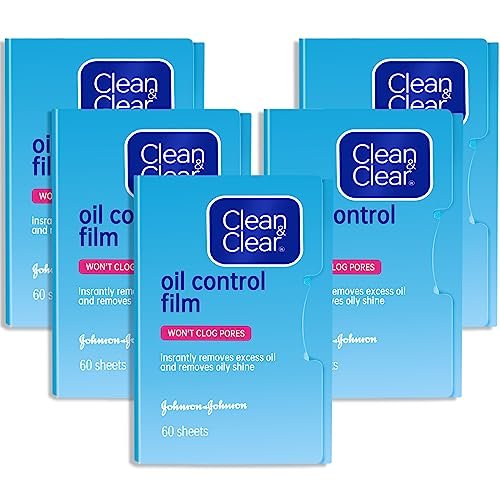 Clean & Clear Oil Control Film - 5 Pack of 60 Sheets (300 Sheets Total) - Blue - görsel 12