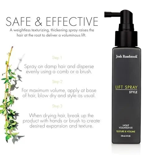 Josh Rosebrook Lift Spray - Weightless Volume & Thickening Hair Spray with Matte Natural Finish, 4 oz Avelisse