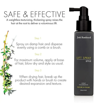 Josh Rosebrook Lift Spray - Weightless Volume & Thickening Hair Spray with Matte Natural Finish, 4 oz Avelisse