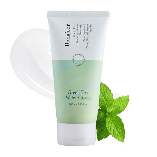 BONAJOUR Green Tea Water Cream - Vegan Moisturizing Facial Gel Cream for Sensitive Skin, Daily Hydrating Water Bomb Moisturizer, 3.38 Fl Oz Avelisse