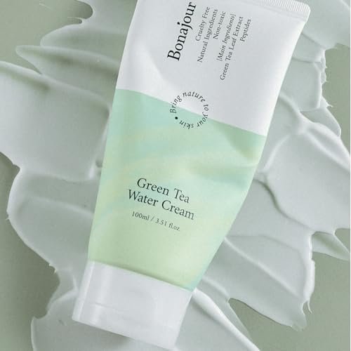 BONAJOUR Green Tea Water Cream - Vegan Moisturizing Facial Gel Cream for Sensitive Skin, Daily Hydrating Water Bomb Moisturizer, 3.38 Fl Oz Avelisse