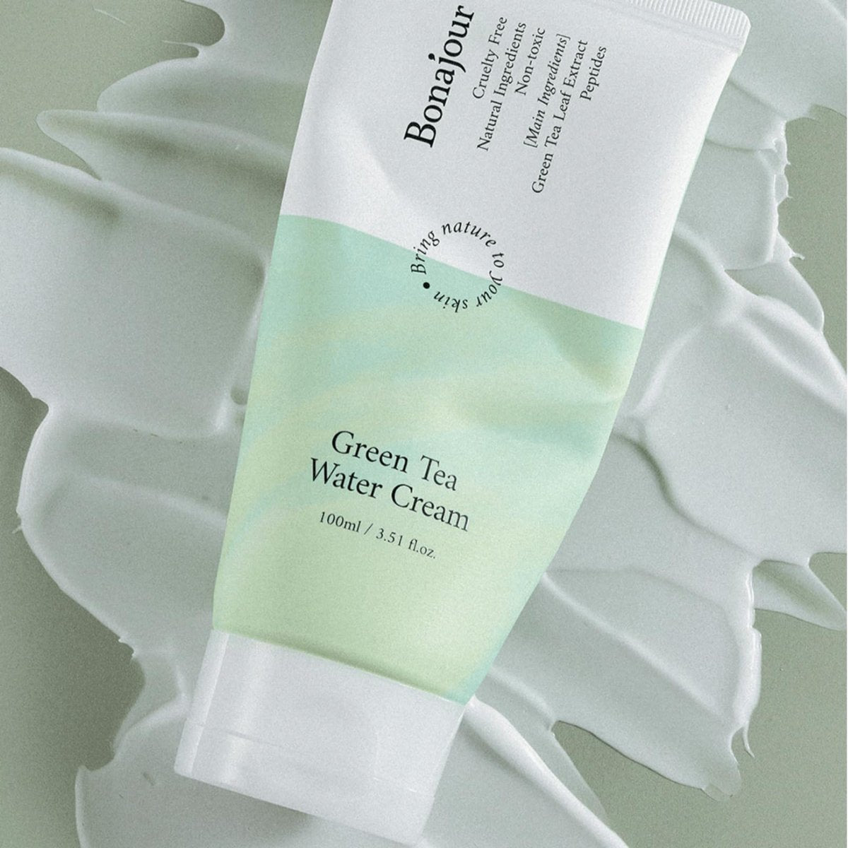 BONAJOUR Green Tea Water Cream - Vegan Moisturizing Facial Gel Cream for Sensitive Skin, Daily Hydrating Water Bomb Moisturizer, 3.38 Fl Oz Avelisse