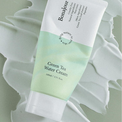 BONAJOUR Green Tea Water Cream - Vegan Moisturizing Facial Gel Cream for Sensitive Skin, Daily Hydrating Water Bomb Moisturizer, 3.38 Fl Oz Avelisse