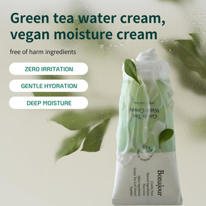 BONAJOUR Green Tea Water Cream - Vegan Moisturizing Facial Gel Cream for Sensitive Skin, Daily Hydrating Water Bomb Moisturizer, 3.38 Fl Oz Avelisse