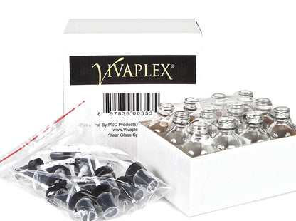 Vivaplex 12 Pack 2 oz Clear Glass Spray Bottles with Black Fine Mist Sprayers