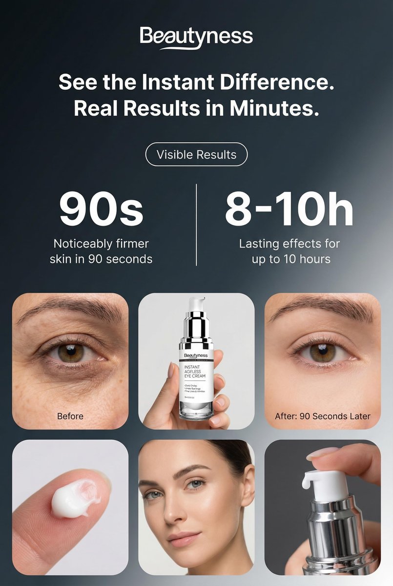 Instant Ageless Eye Cream - Reduce Under Eye Bags, Wrinkles, Dark Circles & Fine Lines - Tighten & Lift Sagging Skin Avelisse