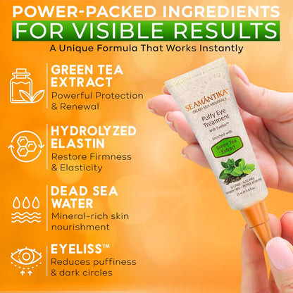 Puffy Eye Treatment – Instant Results with Green Tea Extract & Dead Sea Minerals by SEAMANTIKA – 0.8 fl oz Avelisse