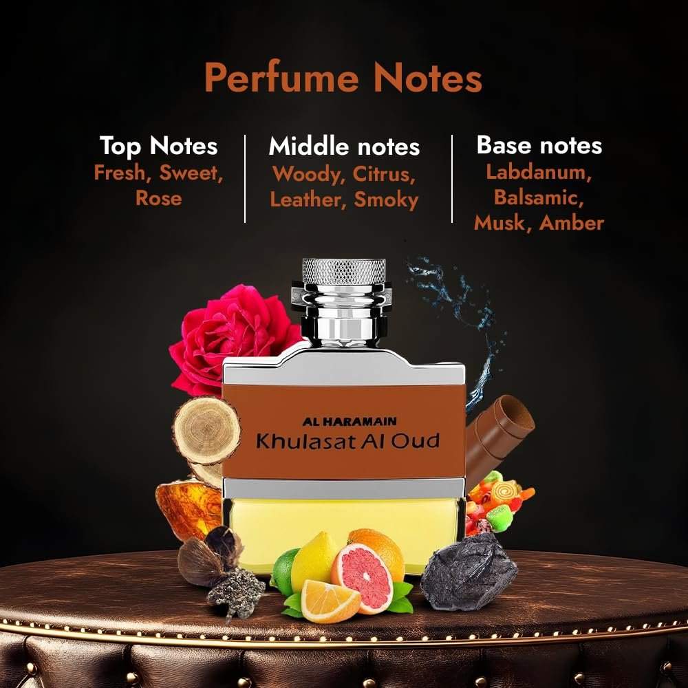 Al Haramain Khulasat Al Oud - Long Lasting Arabian Oud Eau de Parfum for Men - 3.3 oz - görsel 5