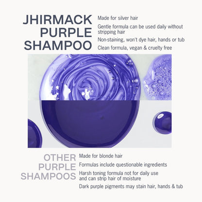 Jhirmack Silver Brightening Purple Shampoo and Conditioner Set for Silver, Grey, and Blonde Hair - 12 Fl Oz Each