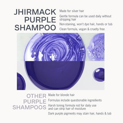 Jhirmack Silver Brightening Purple Shampoo and Conditioner Set for Silver, Grey, and Blonde Hair - 12 Fl Oz Each