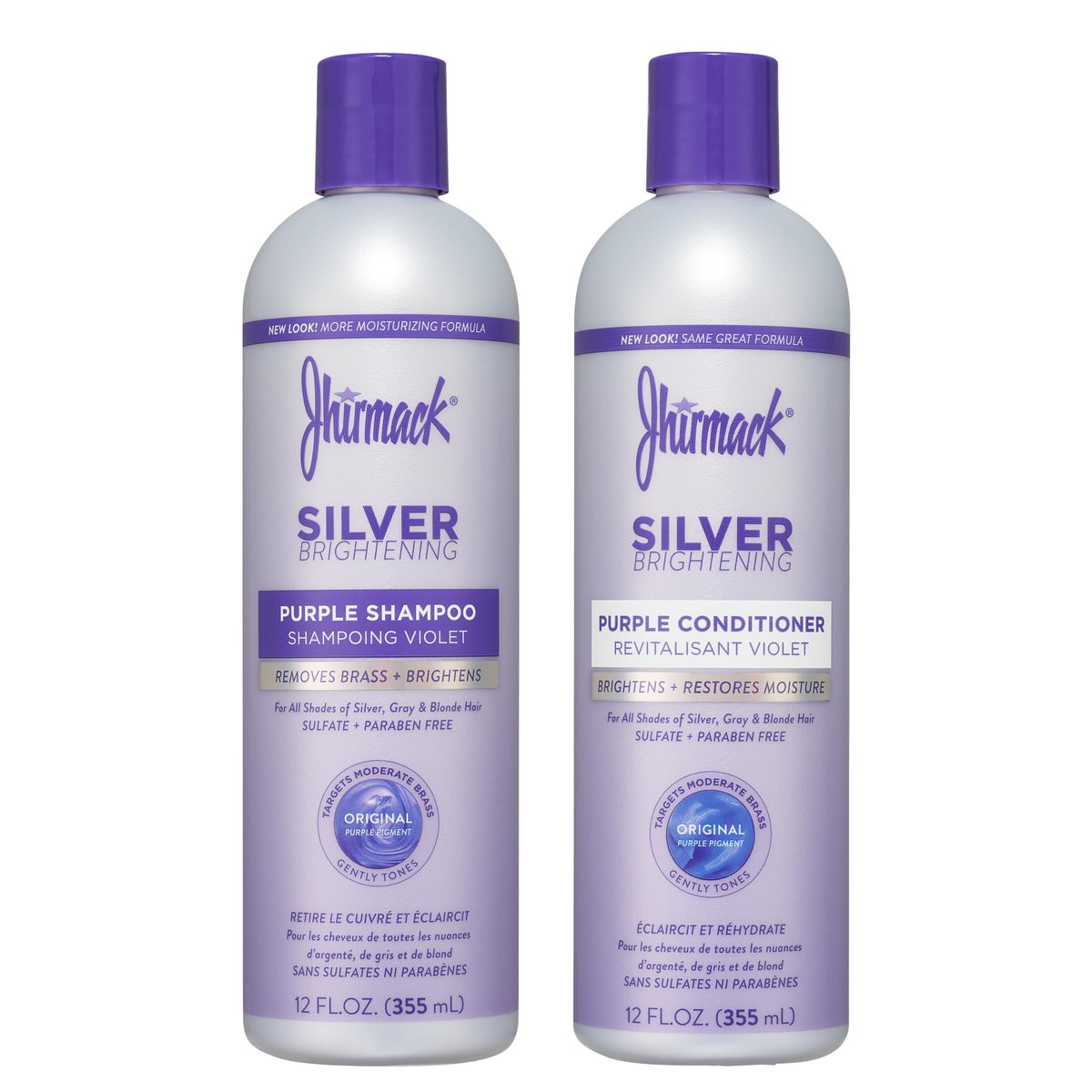 Jhirmack Silver Brightening Purple Shampoo and Conditioner Set for Silver, Grey, and Blonde Hair - 12 Fl Oz Each - görsel 1