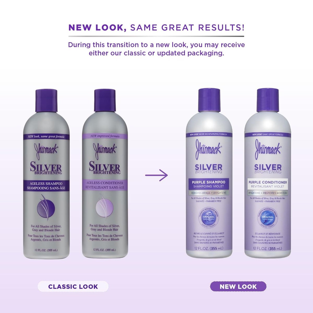 Jhirmack Silver Brightening Purple Shampoo and Conditioner Set for Silver, Grey, and Blonde Hair - 12 Fl Oz Each - görsel 5