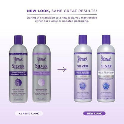 Jhirmack Silver Brightening Purple Shampoo and Conditioner Set for Silver, Grey, and Blonde Hair - 12 Fl Oz Each