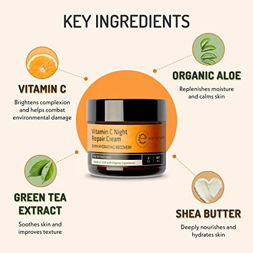 Eve Hansen Vitamin C Night Cream for Face and Neck - Hydrating, Brightening, Anti-Aging Moisturizer for Mature, Dry Skin - Non-Greasy - 2 oz Avelisse