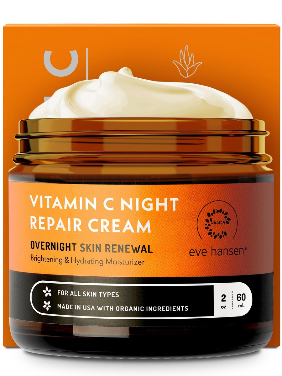 Eve Hansen Vitamin C Night Cream for Face and Neck - Hydrating, Brightening, Anti-Aging Moisturizer for Mature, Dry Skin - Non-Greasy - 2 oz Avelisse