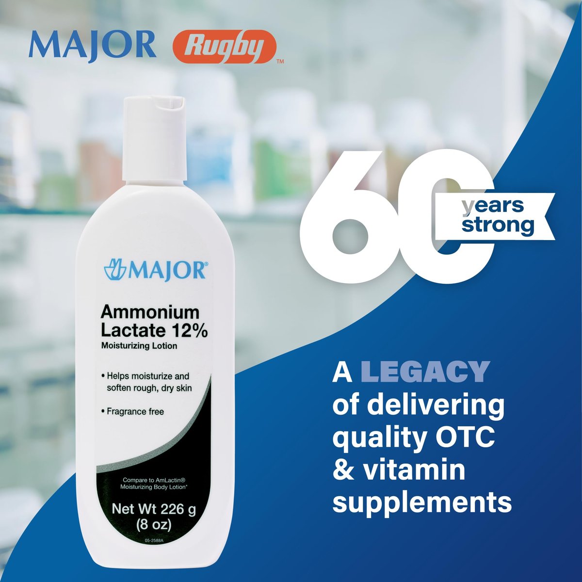 Major Ammonium Lactate 12% Moisturizing Lotion - Lactic Acid Lotion for Rough, Dry Skin - Fragrance-Free, 8 oz - görsel 4
