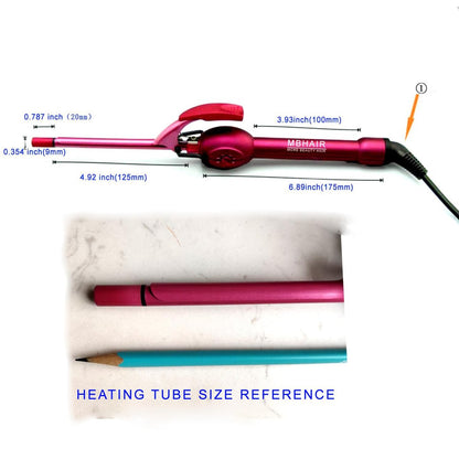MBHAIR 9mm Thin Curling Wand - Professional 3/8 Inch Small Barrel Curling Iron for Short & Long Hair, Pink Avelisse