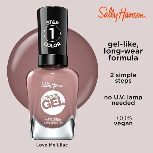 Sally Hansen Miracle Gel Nail Polish - 494 Love Me Lilac (Dusty Lilac) - Long-Lasting Gel-Like Shine, No UV Light Needed - görsel 8