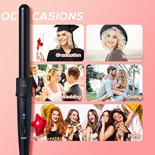 iMissiu Tourmaline 3 in 1 Curling Wand Set - Interchangeable Ceramic Barrels with Heat Resistant Glove, Black Avelisse