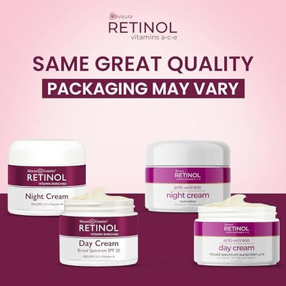 LIVAURA Retinol Anti-Aging Night Cream & Day Cream Duo - Vitamin Enriched 24-Hour Skincare for Younger-Looking Skin, 1 oz Each Avelisse
