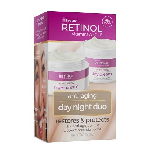 LIVAURA Retinol Anti-Aging Night Cream & Day Cream Duo - Vitamin Enriched 24-Hour Skincare for Younger-Looking Skin, 1 oz Each Avelisse