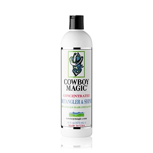 Cowboy Magic Shampoo + Conditioner + Detangler & Shine 16 oz Each – With Silk Panthenol & Honey – for Horses, Humans & Dogs – Silky Coats & Hair Avelisse