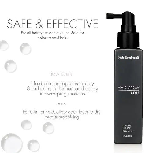 Josh Rosebrook Firm Hold Hair Spray – Natural Styling Spray for Healthy Hair Growth, 4 oz Avelisse