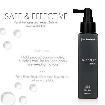 Josh Rosebrook Firm Hold Hair Spray – Natural Styling Spray for Healthy Hair Growth, 4 oz Avelisse
