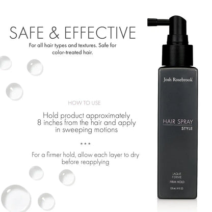 Josh Rosebrook Firm Hold Hair Spray – Natural Styling Spray for Healthy Hair Growth, 4 oz Avelisse