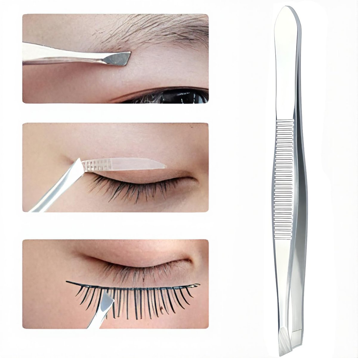 LUXXII Slant Tweezers 3-Pack – Precision Stainless Steel Slant Tip Tweezers for Eyebrow Hair Removal - görsel 7