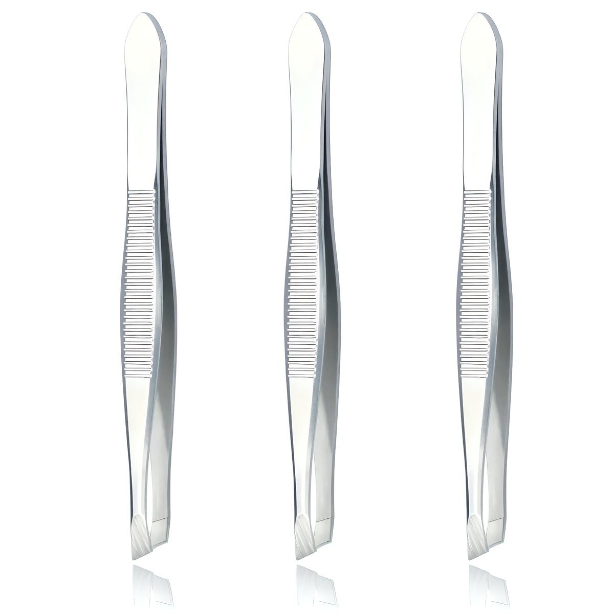 LUXXII Slant Tweezers 3-Pack – Precision Stainless Steel Slant Tip Tweezers for Eyebrow Hair Removal - görsel 1