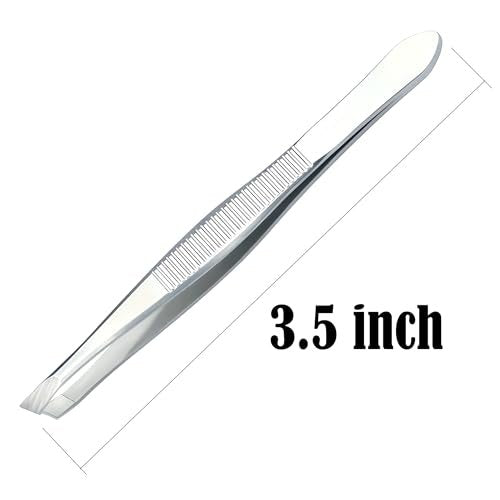LUXXII Slant Tweezers 3-Pack – Precision Stainless Steel Slant Tip Tweezers for Eyebrow Hair Removal - görsel 4