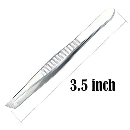 LUXXII Slant Tweezers 3-Pack – Precision Stainless Steel Slant Tip Tweezers for Eyebrow Hair Removal