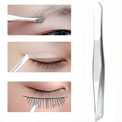 LUXXII Slant Tweezers 3-Pack – Precision Stainless Steel Slant Tip Tweezers for Eyebrow Hair Removal