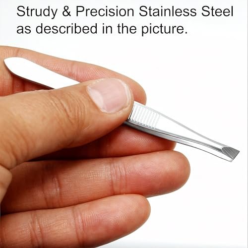 LUXXII Slant Tweezers 3-Pack – Precision Stainless Steel Slant Tip Tweezers for Eyebrow Hair Removal - görsel 10