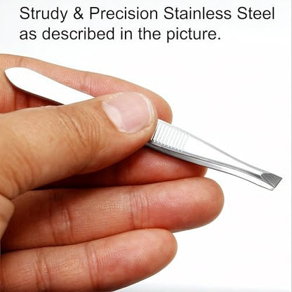 LUXXII Slant Tweezers 3-Pack – Precision Stainless Steel Slant Tip Tweezers for Eyebrow Hair Removal