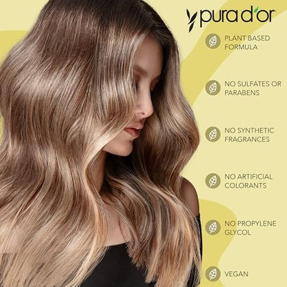PURA D'OR Advanced Therapy Shampoo 16 oz - Reduces Hair Thinning & Increases Volume, Biotin & Argan Oil Infused, Sulfate-Free for All Hair Types Avelisse