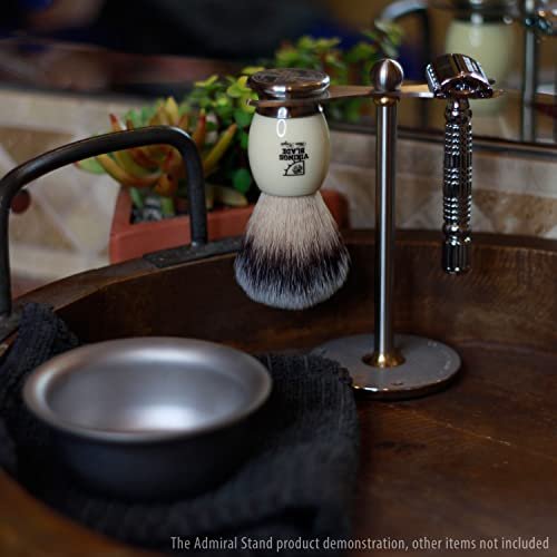 Luxury Razor and Brush Stand – The Admiral by VIKINGS BLADE | Distressed Stainless Steel & Brass Avelisse