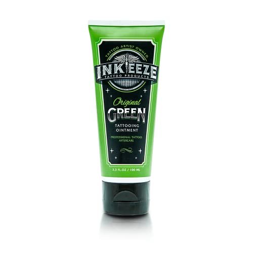 INK-EEZE Green Tattoo Ointment - Tattoo Aftercare & Artists Formula with Essential Oils, Vegan & Cruelty Free, Made in USA, Lavender Scent, 3.3 oz Tube Avelisse