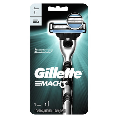 Gillette Mach3 Men's Razor – Handle & 3 Blade Refills for a Smooth, Close Shave