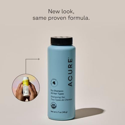 Acure Dry Shampoo Mini - Tinted Dry Shampoo for Blonde & Dark Hair, Non-Aerosol with Rosemary & Peppermint, 1.7 oz Travel Size Avelisse