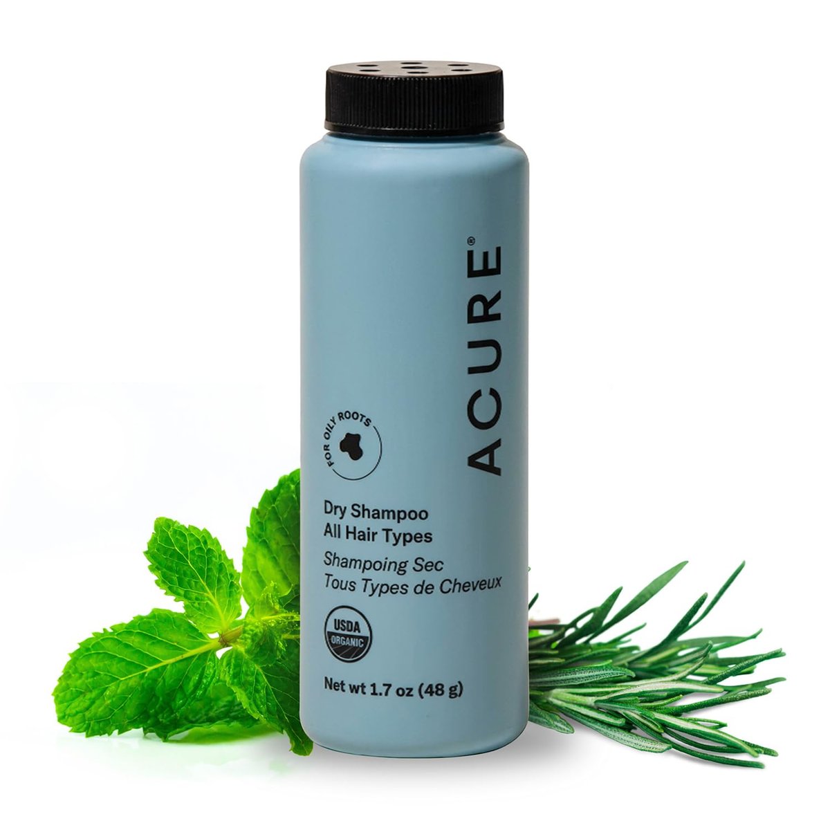Acure Dry Shampoo Mini - Tinted Dry Shampoo for Blonde & Dark Hair, Non-Aerosol with Rosemary & Peppermint, 1.7 oz Travel Size Avelisse