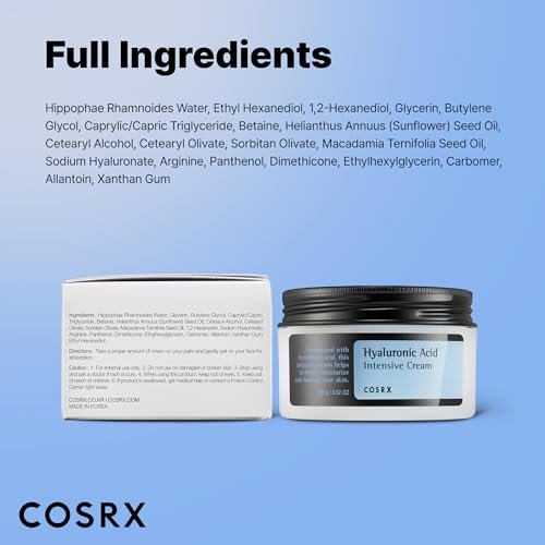COSRX Hyaluronic Acid Moisturizing Cream – Long-Lasting Hydration for Sensitive Skin, 3.52 oz Avelisse