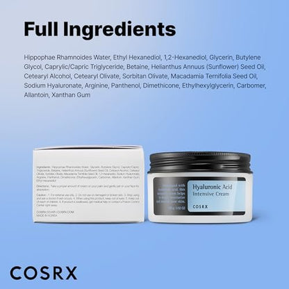 COSRX Hyaluronic Acid Moisturizing Cream – Long-Lasting Hydration for Sensitive Skin, 3.52 oz Avelisse