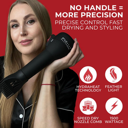 FHI Heat Platform Blow Out Handle-Less Negative Ion Hair Dryer – Lightweight Ceramic Hairdryer with HydraHeat for Frizz-Free Styles, Includes Diffuser, Nozzle, and Comb Avelisse