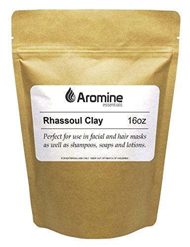 Aromine Pure Rhassoul Clay Powder – 16 oz Moroccan Ghassoul Clay Mask for Face & Body, Nourishing Skin Treatment Mask Avelisse