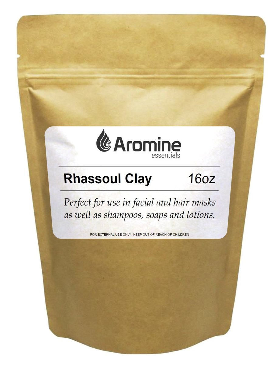 Aromine Pure Rhassoul Clay Powder – 16 oz Moroccan Ghassoul Clay Mask for Face & Body, Nourishing Skin Treatment Mask Avelisse