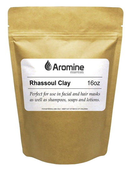 Aromine Pure Rhassoul Clay Powder – 16 oz Moroccan Ghassoul Clay Mask for Face & Body, Nourishing Skin Treatment Mask Avelisse