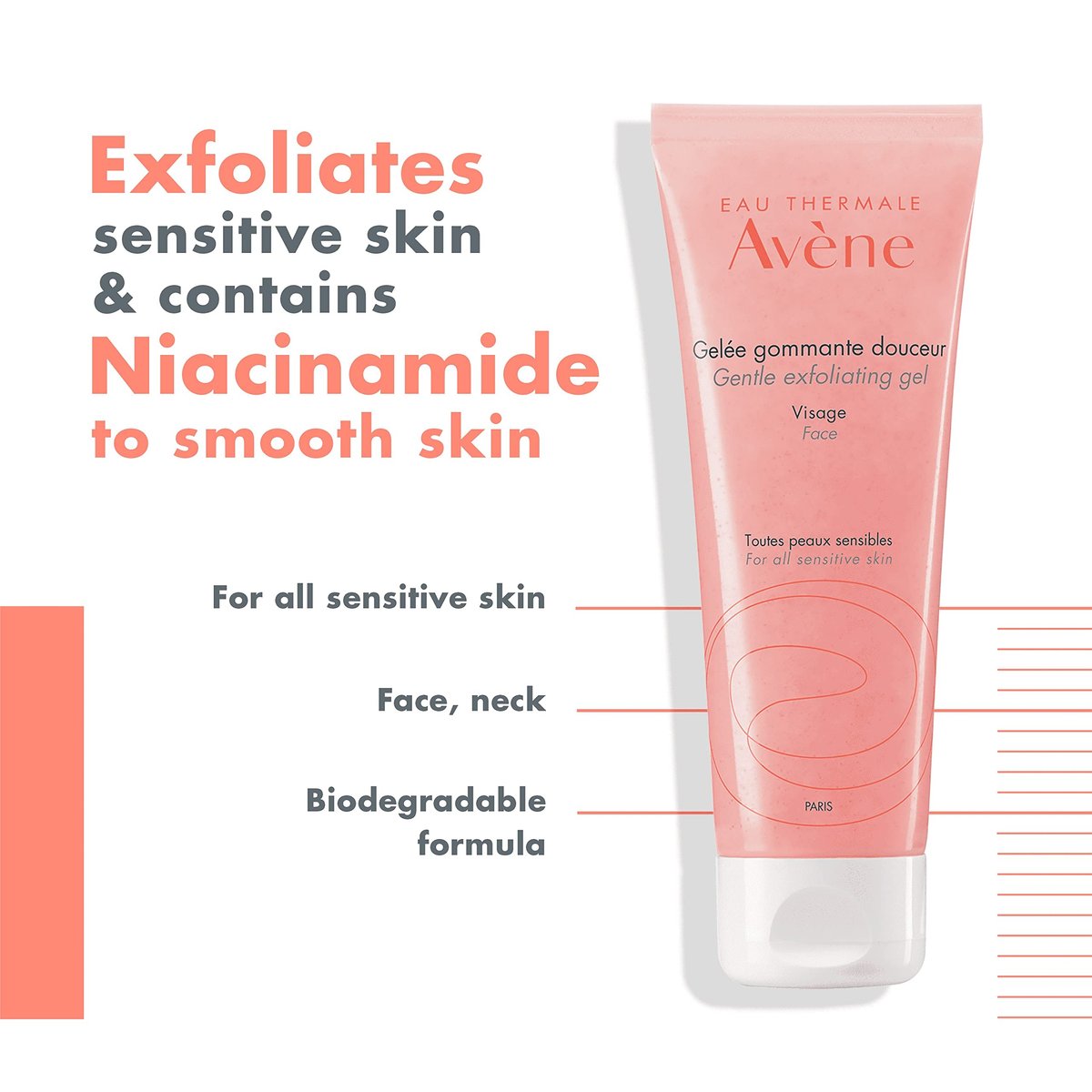 Avène Gentle Exfoliating Gel with Niacinamide | Non-Comedogenic Pore Scrub, 2.5 oz Avelisse